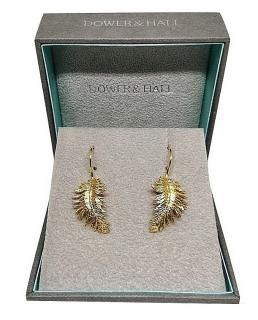 Dower & Hall Gold Tone Leaf Earrings