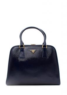 Prada Royal Blue Saffiano Leather Top Handle Frame Bag