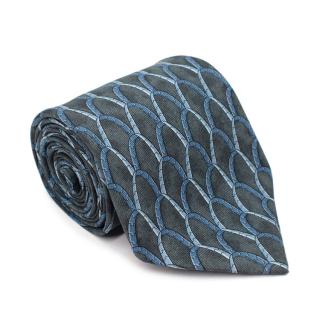 Chanel Green & Blue Patterned Print Silk Tie