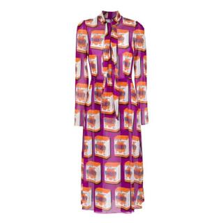 Dolce & Gabbana Purple & Orange Bellezza Print Silk Dress