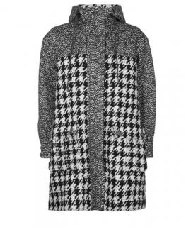 Chanel Black & White Houndstooth Hooded Coat