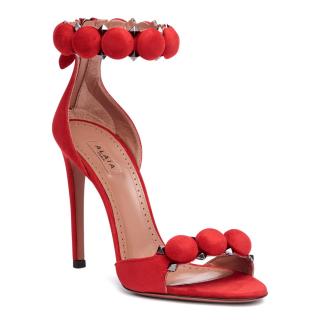 Alaia Red Suede Bombe Sandals