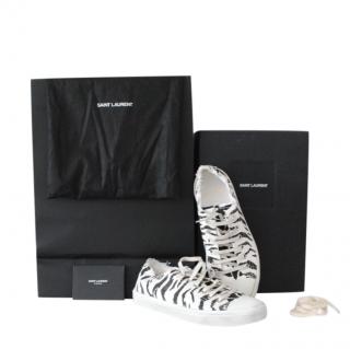 Saint Laurent Distressed Zebra Print Canvas Sneakers