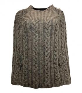 Louis Vuitton Olive Cable Knit Wool Cape