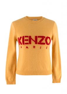 Kenzo Dark Yellow Logo Mohair-Blend Sweater