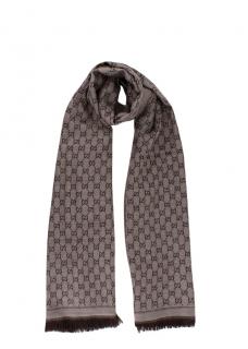 Gucci Grey-Brown GG Monogram Wool Scarf