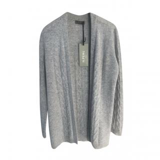 N.Peal Grey Cable Knit Cashmere Cardigan