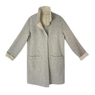 MaxMara Grey & Beige Double-Faced Wool Coat