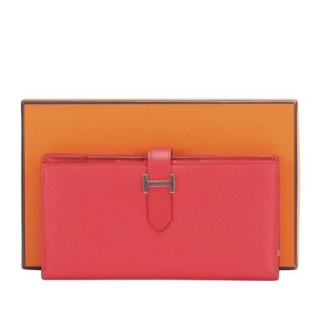 Hermes Coral-Pink Epsom Leather Bearn Wallet