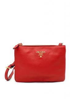 Prada Red Leather Bandoliera Cross Body Bag