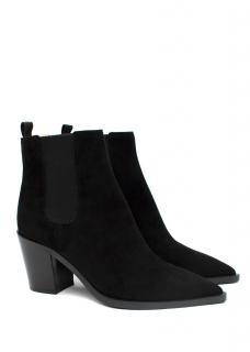 Gianvito Rossi Romney Back Suede Point Toe Heeled Ankle Boots