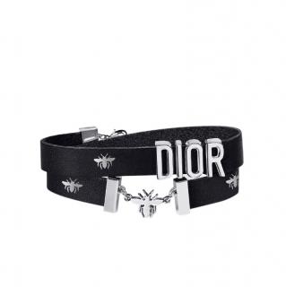 Christian Dior Black Leather VIP Gift Wrap Bracelet