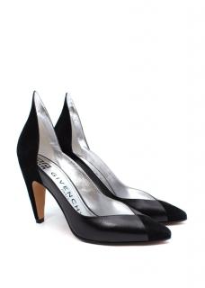 Givenchy Black Suede & Leather Sculpted Heel Pumps