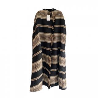 Isabel Marant Black & Beige Striped Wool Cape