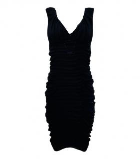 Yves Saint Laurent Rive Gauche Black Silk Ruched Dress