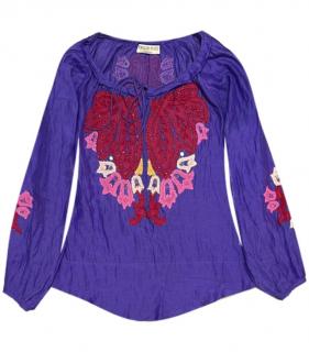 Emilio Pucci Purple Silk-Cotton Embroidered Blouse
