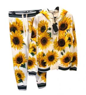 Dolce & Gabbana White Sunflower Print Sweatshirt & Joggers