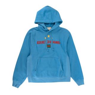 Gucci Brand Star Embroidered Blue Hoodie 