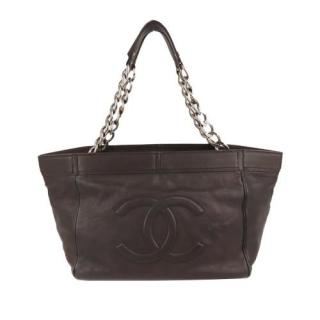 Chanel Vintage Brown Caviar Leather Tote Bag