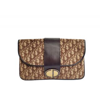 Christian Dior Vintage Brown Oblique Jacquard Clutch Bag
