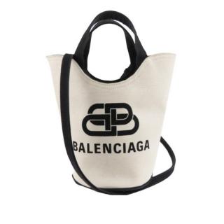 Balenciaga Ivory Canvas Wave Tote XS Bucket Bag