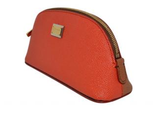 Dolce & Gabbana Orange & Tan Small Leather Pouch