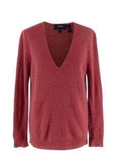 Theory Dark Rose-Pink Cashmere Knitted Sweater