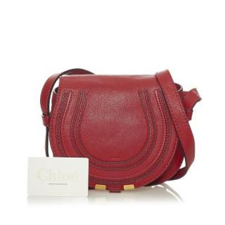 Chloe Deep Red Leather Marcie Crossbody Bag