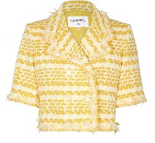 Chanel yellow tweed Runway short Boucle blazer