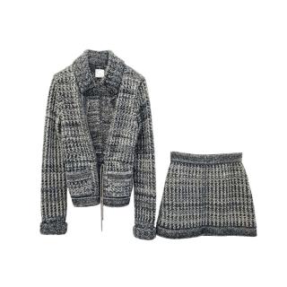 Chanel Grey Cashmere & Silk Knit Jacket & Skirt