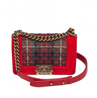Chanel Paris/Edinburgh Small Red Tartan Boy Bag