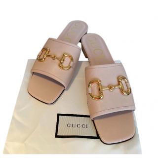 Gucci Blush Pink Horsebit Leather Slides