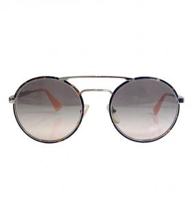 Prada Round Lens Silver-Tone Metal Frame Sunglasses
