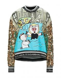 Dolce & Gabbana Multicolour Cartoon Sequin Embellished Sweater