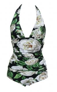 Dolce & Gabbana Black Floral Print Swimsuit