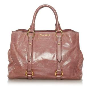 Miu Miu Rose-Pink Aged Leather Vitello Shine Bag