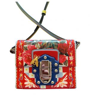 Dolce & Gabbana Red Sicily Caretto Printed Leather Bag