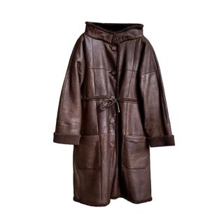 Chanel Chocolate Brown Shearling Duffle Coat