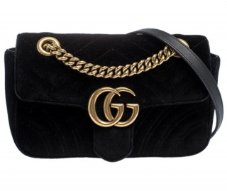 Gucci Black Velvety Small Marmont Shoulder Bag
