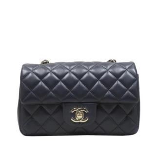 Chanel Navy Leather Quilted Single Flap Bag