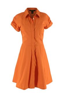 Louis Vuitton Bright Orange Cotton Poplin Shirt Dress