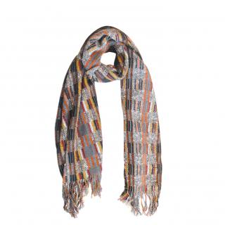 Missoni Brown Checkered Knitted Scarf