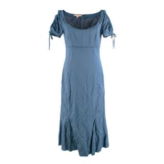 Brock Collection Blue Crinkled Satin Dress