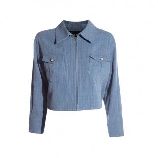 Chanel Denim-Blue Tweed Cropped Jacket