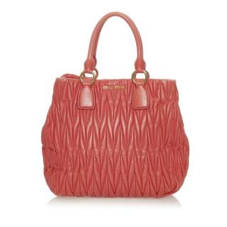 Miu Miu Coral-Pink Matelasse Leather Bag