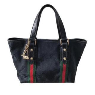 Gucci Vintage Black GG Canvas Jolicoeur Tote Bag