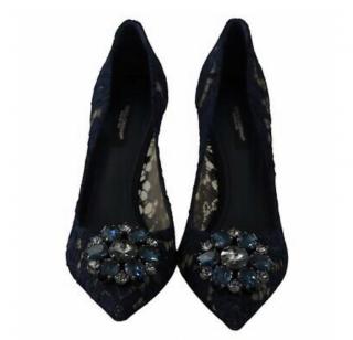 Dolce & Gabbana Black Taormina Lace Heeled Pumps