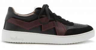 Mulberry Black & Crimson Leather Low Top Trainers