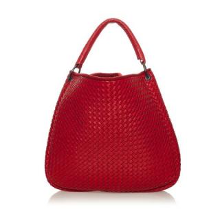 Bottega Veneta Red Intrecciato Leather Hobo Bag