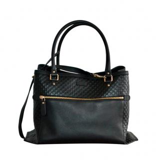 Gucci black leather Guccissima tote bag 